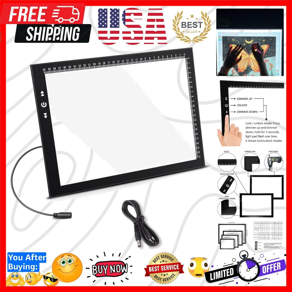 A4 LED Artist tracing Light Box Copy Table, Adjustable High Brightness Light …