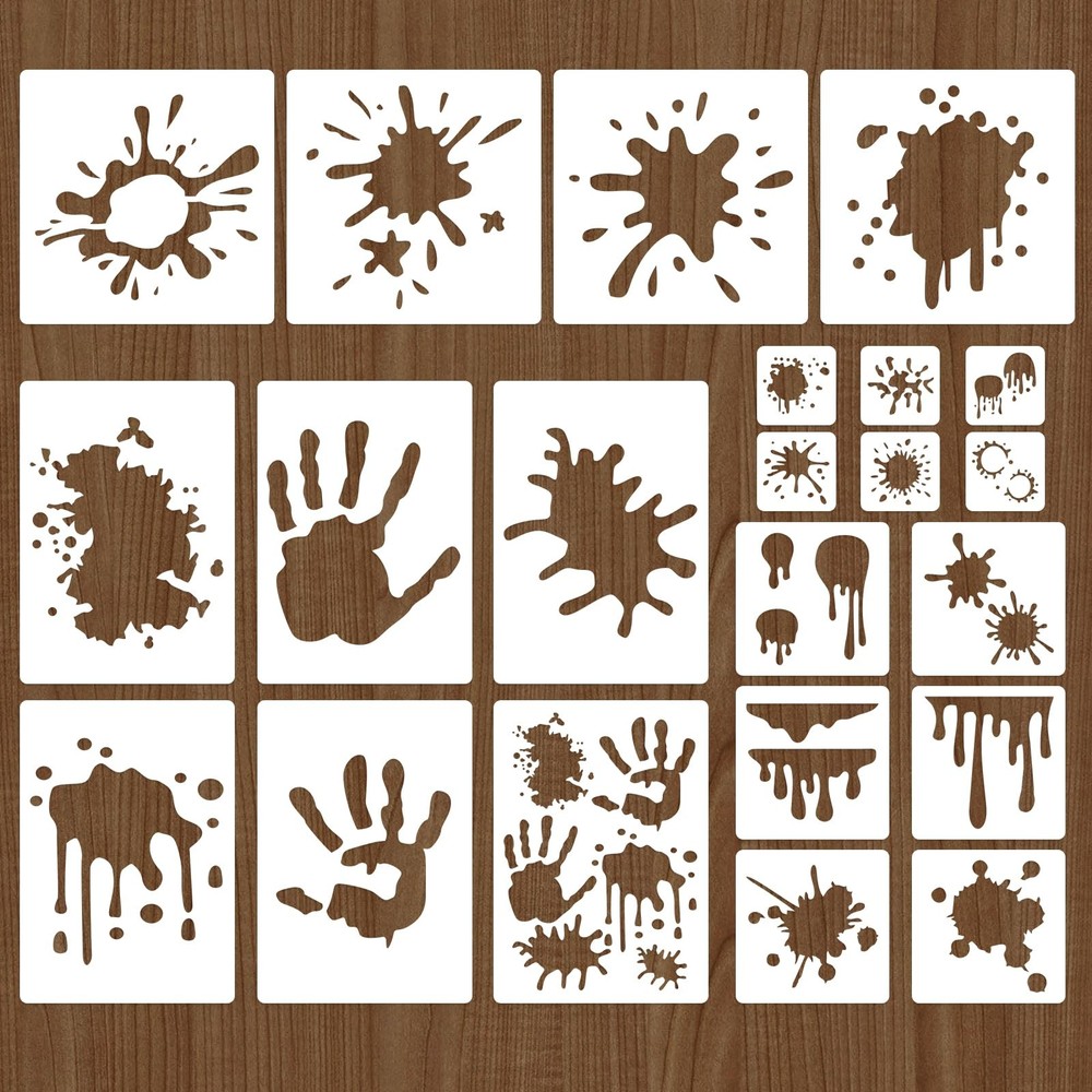 22 Pcs Graffiti Stencils with 10 inches x 10 inches, semi-transparent