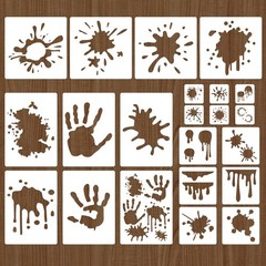 22 Pcs Graffiti Stencils with 10 inches x 10 inches, semi-transparent