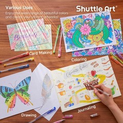 Gel Pens 240 Pack Glitter Colors 120 Refills Shuttle Art SAGGP-240 Adult Books