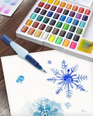 Portable Watercolor Palette Paint Set – 48 Water Colors in Half Pans with Mix…