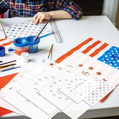 12 PCS Plastic American Flag Stencil Template, 6 Sizes 13 Stars 1776 Template…
