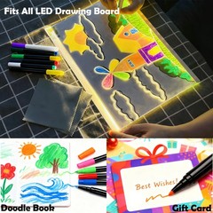 12-Color LED Drawing Board Markers, Erasable Light Board Pens, Microfiber Cloths