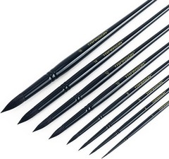 8pcs Round Watercolor Paint Brush Set Goat Hair for Watercolors,Acrylics,Inks…