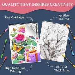 Coloring Book for Adults Relaxation, 24 Pages Adult A4, mix color