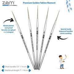 ZEM Brush Golden Taklon Mini Detail Set Liner 20/0, Small, Silver