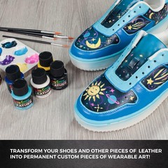 Premium Acrylic Shoe & Leather Paint Kit 13-Color with 4 Brushes (1 oz Bottle…