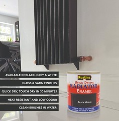 Rustins Quick Drying Radiator Enamel Satin, 250ml, Black