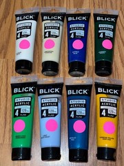 Lot of 8 BLICK Studio Acrylic Paint 4 oz each Different Colors Brand NEW