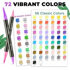 Acrylic Paint Markers 72 Colours Dual Tip Brush & Fine – No-Bleed, Waterproof