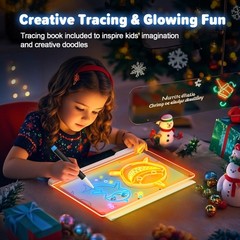 16″ Rechargeable LED Drawing Board – 9 Color Modes, Neon Art Doodle Pad, Gift fo