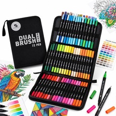 72 Colors Dual Tip Color Markers Pens, Brush & Fine Tip Markers for Coloring,…