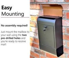 NACH Locking Mailbox, 16 x 4.5 x 10 inch, Black Mailbox with Lock, Waterproof…