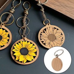 Natural Wooden Keychain Blanks Engraving Key Tags 1.57 x 0.31 inches Set of 80