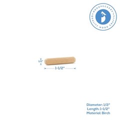 Wood Dowel Pins 1-1/2 inch x 1/2 inch Fluted, for Furniture & Crafts|Woodpeckers