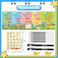 Innovative 5-Pack Calligraphy Copybook for Kids – Includes Wooden Tracing Board