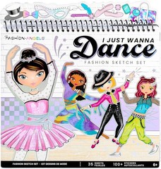 Dance-Themed Fashion Sketch Portfolio – 35 Pages & Stickers for Young Artists