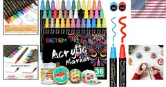 Artistic Dual Tip Acrylic Paint Pens – 36 Assorted Colors for Creative Projects