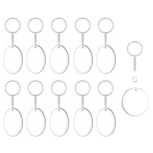 10Pcs Acrylic Keychain Blanks for Vinyl Clear Blank Circle Acrylic with Key