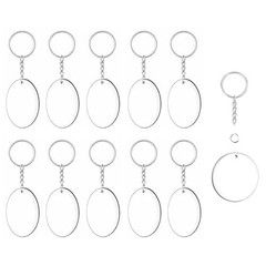 10Pcs Acrylic Keychain Blanks for Vinyl Clear Blank Circle Acrylic with Key