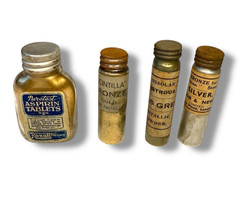 Antique Artist Bronzing Powder Art Supplies Moss Green Silver Gold – English