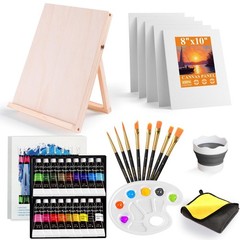 Acrylic Paint Set for Kids & Adults – 18 Colors, 8 Brushes, 5 Canvas Panels