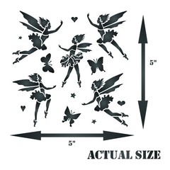 Fairies Stencil, 4.5 x 4.5 inch (S) – Mix Media Layering Classic Fairy Design…