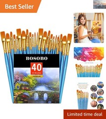 Durable 40-Piece Paint Brush Set – Perfect for Acrylic, Oil & Watercolor