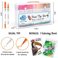 Lelix 120 Colors Dual Tips Brush Pens Art 1 Count (Pack of 120), 120