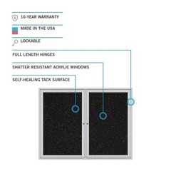 Ghent’s 36″ x 72″ 3 Door Enclosed Rubber Bulletin Board in Black