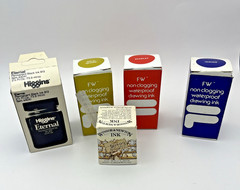 Lot Of 5 FW Nonclogging calligraphy Drawing Ink By FW Higgins Winsor Newton READ