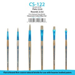 ZEM Classroom Colors Natural Hog Bristle Firm Artist Brush Sets 6 Types