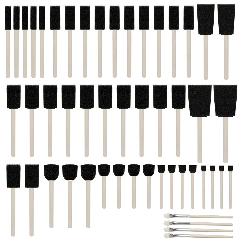 50pcs Foam Brush and Round Foam Brush Set with High Density Foam for Multi Pr…