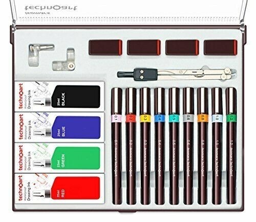 Isomars Fineliner Waterproof Drawing Ink Technical Pens Stands Art Pen Set Of 9