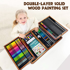 180 Pack Deluxe Wooden Drawing Painting Coloring Kit, Art Set Creative Gift Box