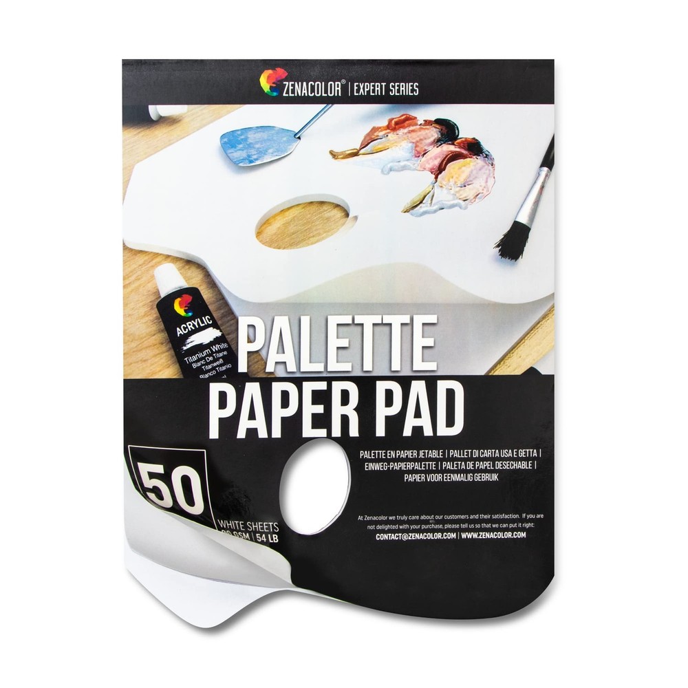 Zenacolor – Paper Palette Pad – 50 Removable and 12 x 9 x 2.4 inches, White
