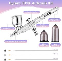 Airbrush Kit, Airbrush Gun with 4 Quick-Release Nozzle Sets(0.2/0.3/0.5/0.8Mm) D