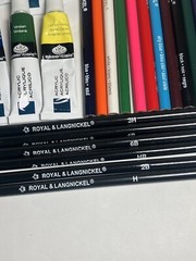 Assorted 38 Pcs Paint, Brushes, Colored & Sketching Pencils Royal & Langnickel