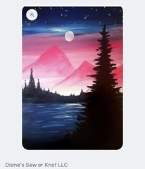 Diamond Dots Painting Kit 30 x 40 cm Landscape Pink Mountains Trees