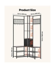VEVOR Corner Hall Tree with Shoe Bench, 70.9 in Coat Rack with … USA FAST SHIP
