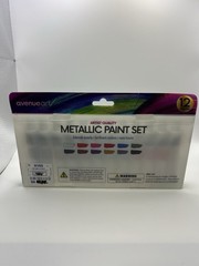 Avenue Art Artist METALLIC Paint Set 12 Tubes Blends Easily Brilliant Non Toxic
