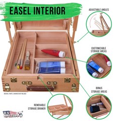 U.S. Art Supply Coronado Wooden French Style Field Studio Sketchbox Tripod Easel
