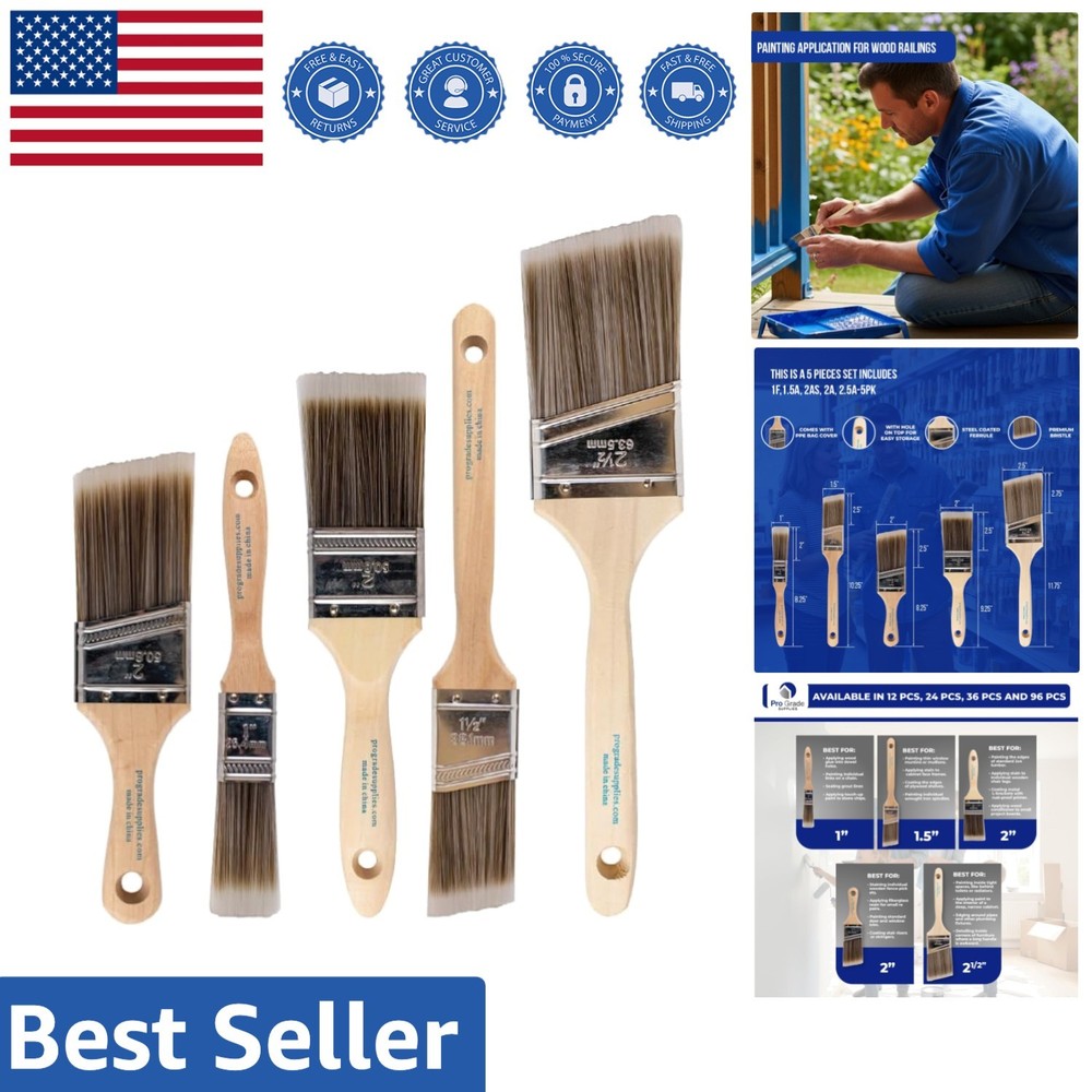 Versatile 5-Piece Paintbrush Set for Interior & Exterior Painting Needs