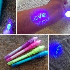 1/4pcs UV Invisible Ink Pen Luminous Light Magic Purple 2 in 1 Set