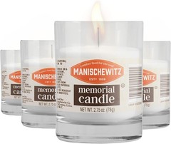 Manischewitz 24 Hour Candles, 1 Day Glass 2.75 Ounce (Pack of 4), White