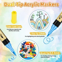 Dual Tip Metallic & Regular Marker Pens Set for DIY Crafts, Scrapbooking, Art