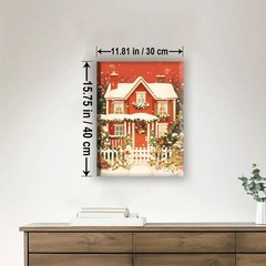 Winter Christmas House Festival Framed Canvas DIY Paint by Numbers Kit Bar Ca…