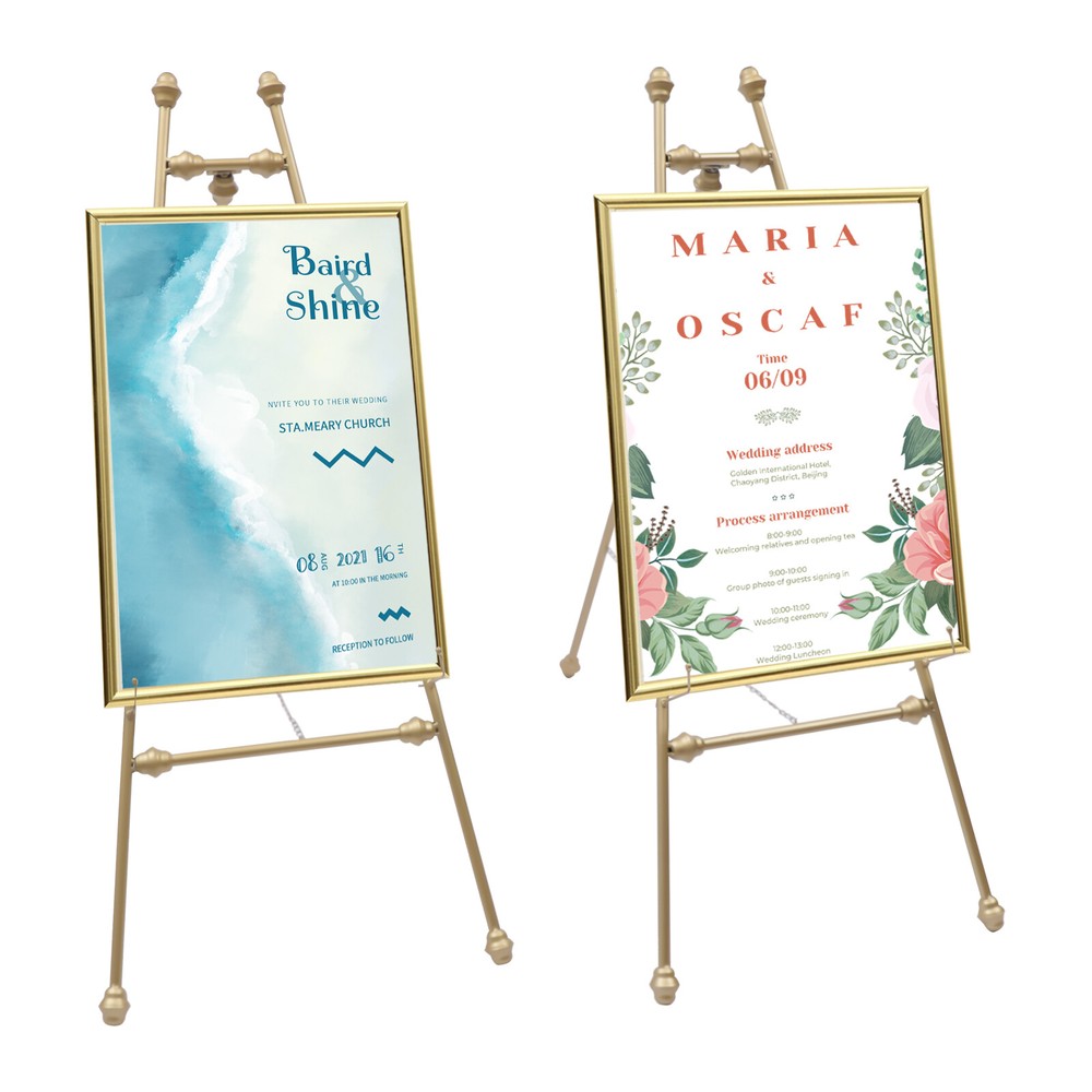 2PCS Easel Stands Floor Mount Golden Wedding Easel Stand For Wedding Party