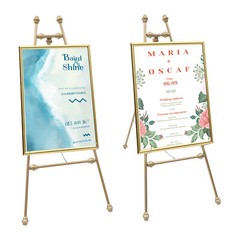 2PCS Easel Stands Floor Mount Golden Wedding Easel Stand For Wedding Party