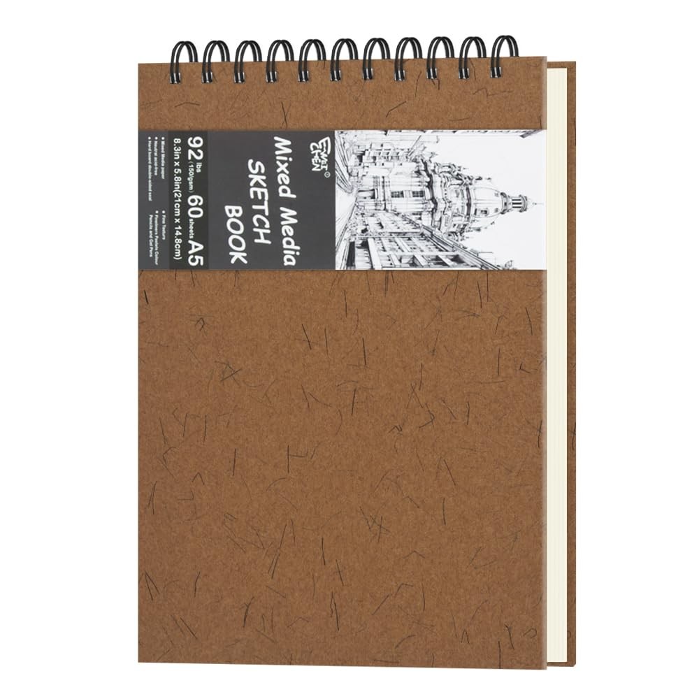 8.3″ x 5.8″ Hardcover Sketchbook, Top 150gsm-neutral white paper coffee